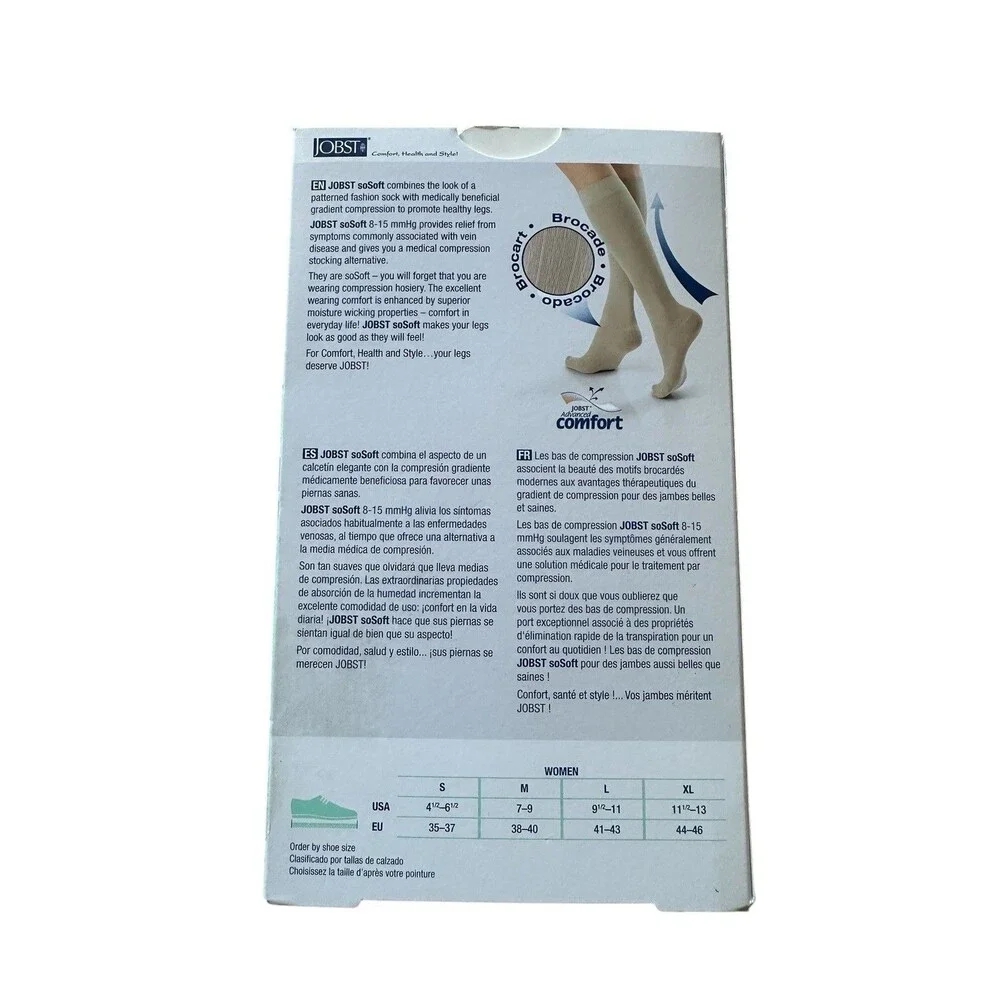 JOBST Womens Medium M 120244-02 SoSoft White Support Compression Socks 8-15 mmHg